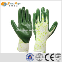 Sunnyhope muy seguridad patrón nitrilo guantes de nylon